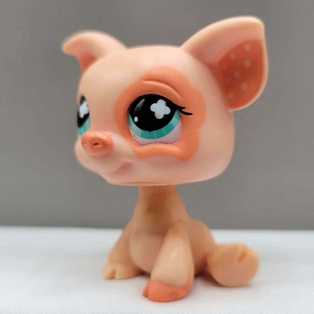 Littlest Pet Shop LPS #622 Peach Piglet Pig Figurine Polka Dot Ears Hasbro Toy